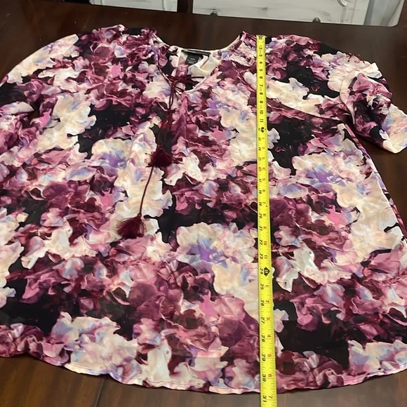 Lane Bryant Blouse Plus Size Women Basic White Pink V Neck Puff Sleeve - Picture 5 of 8